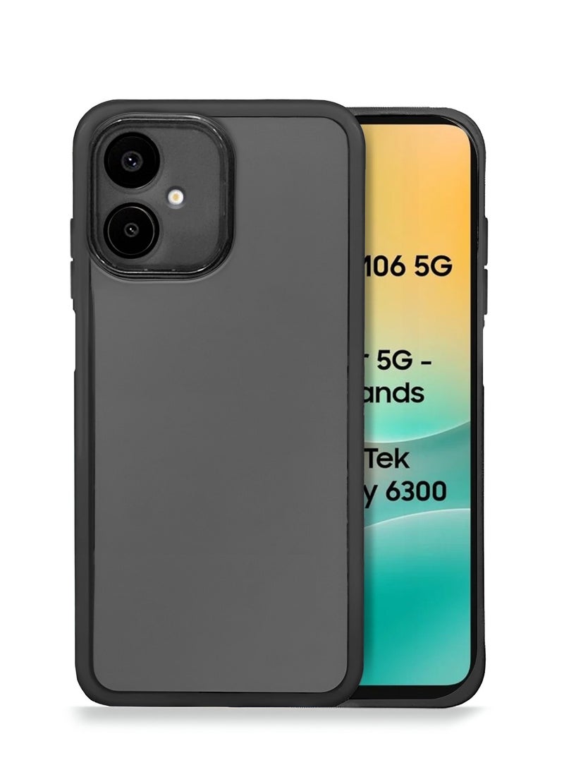 Wtech Samsung Galaxy M06 / Samsung Galaxy F06 5G 2025 Soft Transparent TPU Silicone Ultra Thin Phone Stylish Electroplated Camera Border Back Case Cover - Black - Image 1