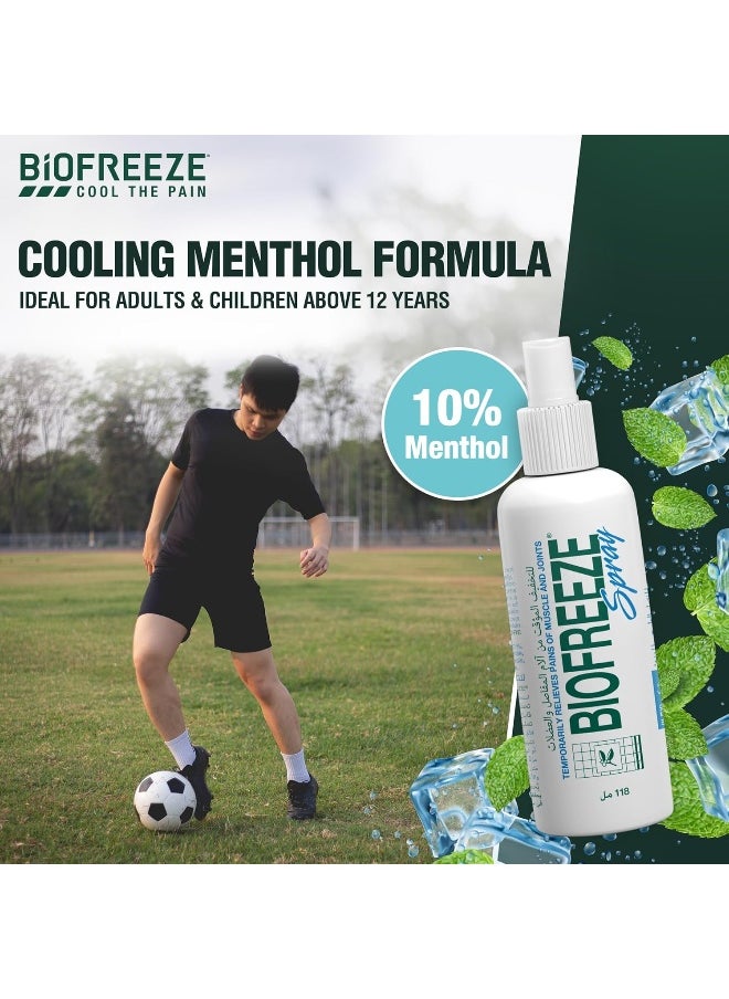Biofreeze Pain Relief Spray, Temporary Relief From Muscle & Joint Pain, Soothing Natural Menthol With Ilex, 118Ml  - Image 4