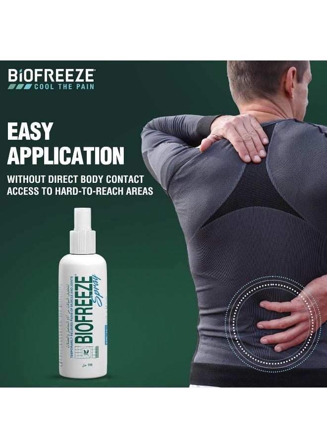 Biofreeze Pain Relief Spray, Temporary Relief From Muscle & Joint Pain, Soothing Natural Menthol With Ilex, 118Ml  - Image 3