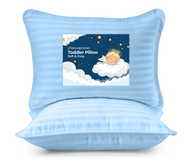 Utopia Bedding Toddler Pillow (Light Blue, 2 Pack), 13x18 Small Kids Pillow for Sleeping, Soft and Breathable Cotton Blend Shell, Ideal for Toddler Bed and Travel (Intended for Age 2 and up) - Image 1