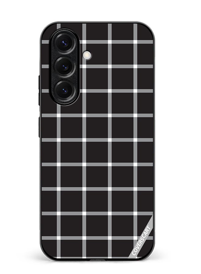VR CREATIVE Protective Case Cover For Samsung Galaxy S25 Black White Checkered Design Multicolour