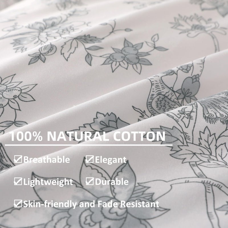 OAITE Duvet Cover Set 100% Cotton Comforter Cover with Leaf Pattern Duvet Cover Set Soft Bedding Set Includes with 3 Piece (2 Pillow Shams 1 Duvet Cover) - Image 5