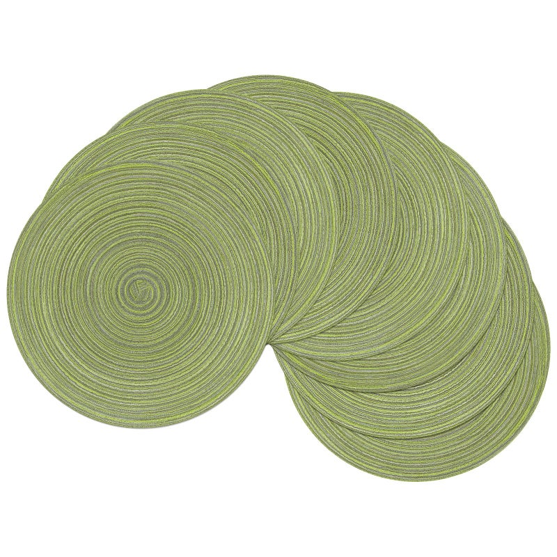 SHACOS SHACOS Round Placemats Set of 8 Washable 15 inch Round Table Mats Braided Non Slip Fabric Place Mats for Dining Table Indoor Pea Green 8