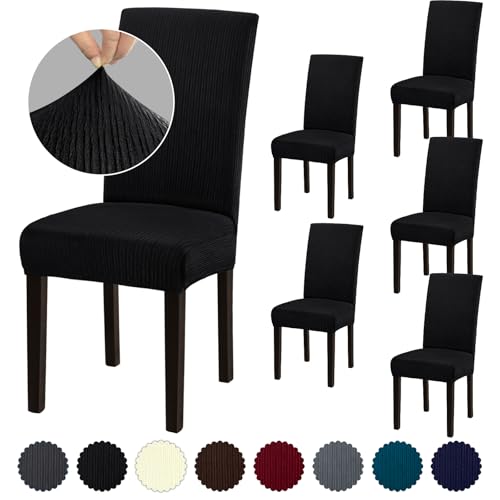 Fafua Stretch Dining Room Chair Covers Set of 6, Removable Washable Chair Covers for Dining Chairs,Dining Room, Hotel, Ceremony - Image 1