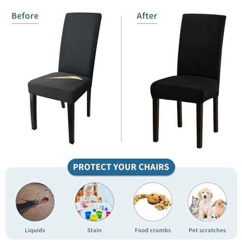 Fafua Stretch Dining Room Chair Covers Set of 6, Removable Washable Chair Covers for Dining Chairs,Dining Room, Hotel, Ceremony - Image 4