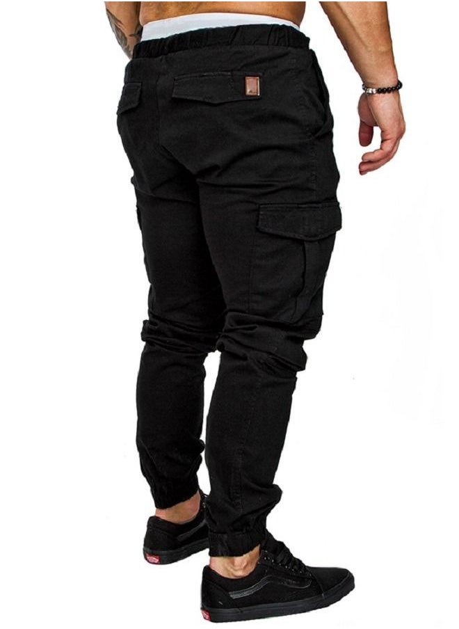 Loquat Men's Solid Color Casual Tie Elastic Sports Pants  - Image 2