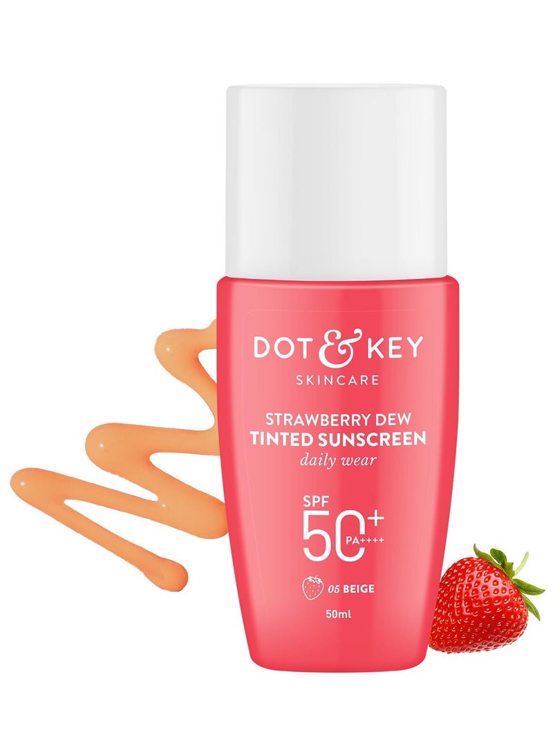 Dot & Key Strawberry Dew Tinted Sunscreen SPF 50+ Pa++++ - 05 Beige | Protection Against UA/UB | Broad Spectrum, Water & Sweat resistant | For All Skin Types | 50ml - Image 1