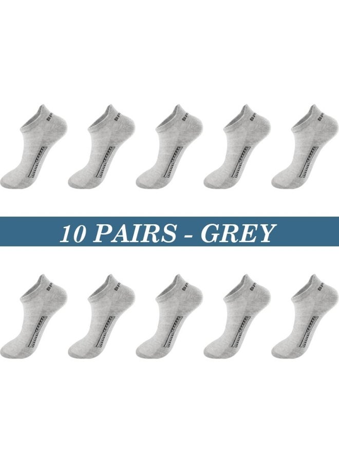 High Quality 10 Pairs Men Socks Breathable Cotton Summer Sports Boat Sock Mesh Casual Athletic Thin Cut Short Sokken Plus Size 37-48