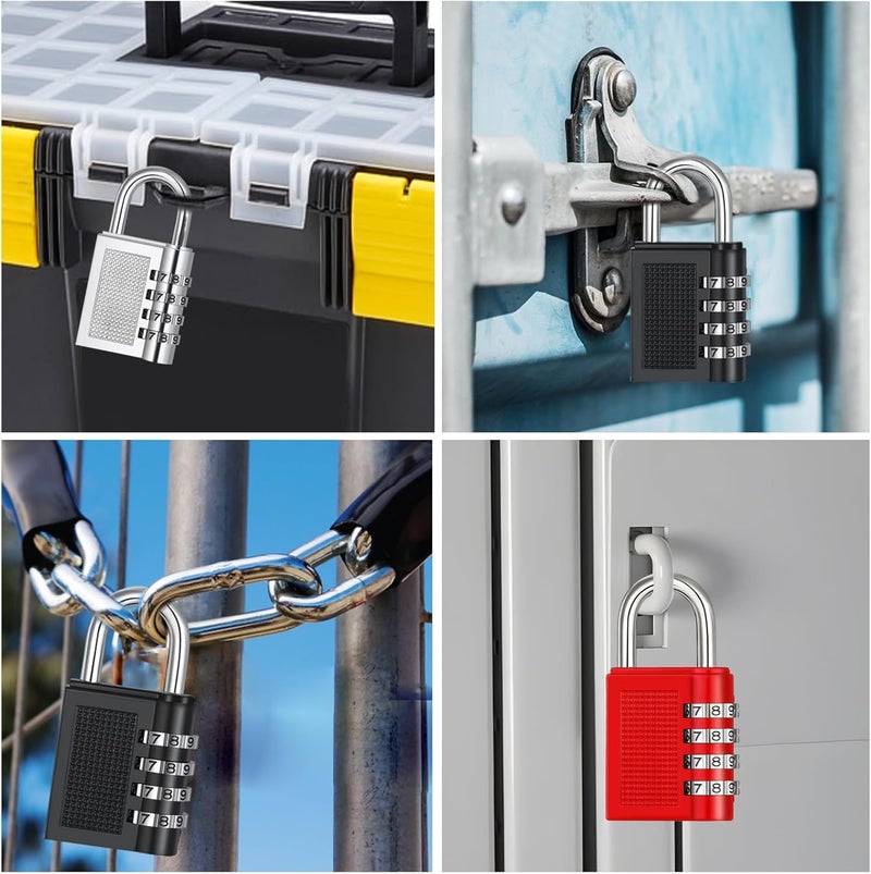 Bitnex 1 Pack Combination Lock,4 Digit Combination Padlock, Outdoor Waterproof Padlock for Travel Bag, Luggage, School, Gym, Sports, Fence, Toolbox, Gate, Case, Outdoor (Password 0-0-0-0) (Black) - Image 5