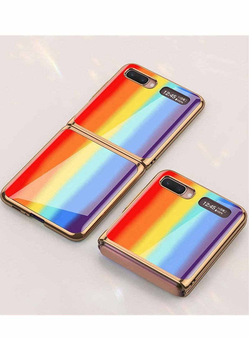 Captaintech Case for Samsung Galaxy Z Flip Colour Tempered Glass Phone Protective Skin Fashion Electroplated PC 5G Cover - Image 1