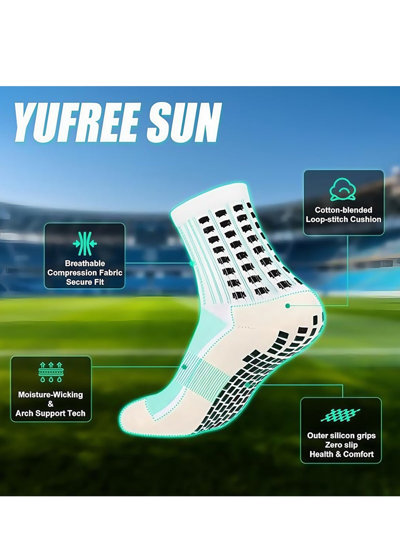 Generic Men's Socks Soccer Non Skid Ball Socks Anti Slip Non Slip Pads for Football Basketball Sports Socks,6 Pair - Image 2