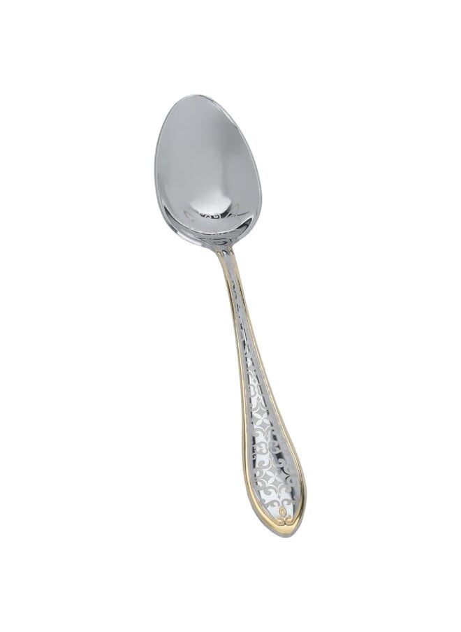 Alsaif Gallery Silver Eating Spoon Set Embossed with Gold Calligraphy 6 Pieces  - Image 1