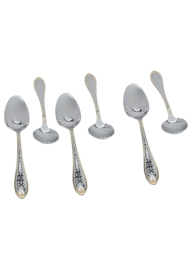 Alsaif Gallery Silver Eating Spoon Set Embossed with Gold Calligraphy 6 Pieces  - Image 2