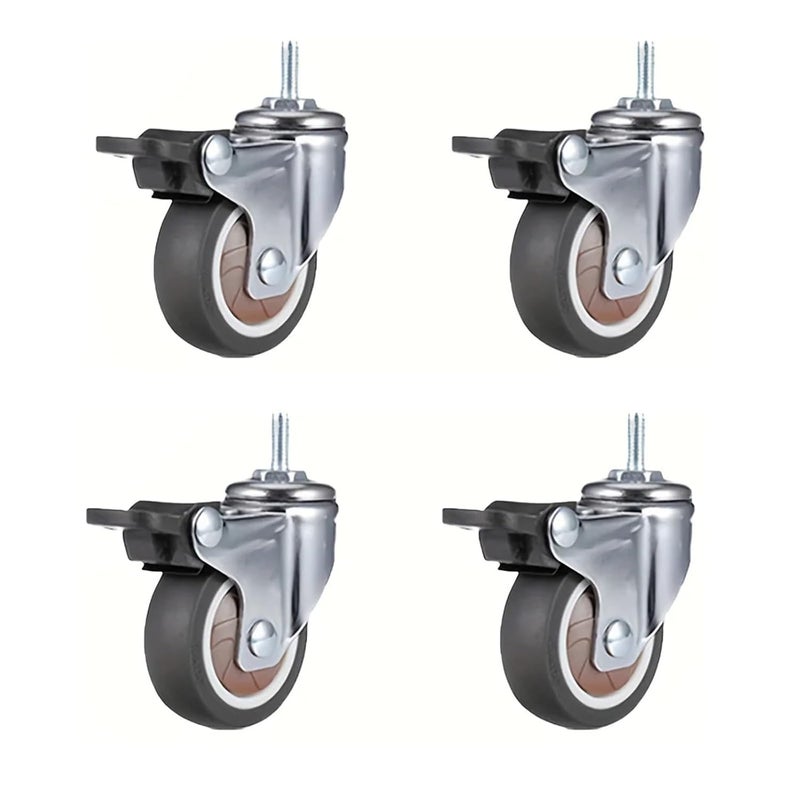 Universal Casters Swivel Stem Wheels With M6 M8 Thread Rods For Cart Furniture Workbench S 4 Brake 1 5 Inch - Image 1