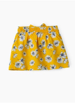 Jelliene Girls Yellow Floral Printed Bow Skirt  - Image 2