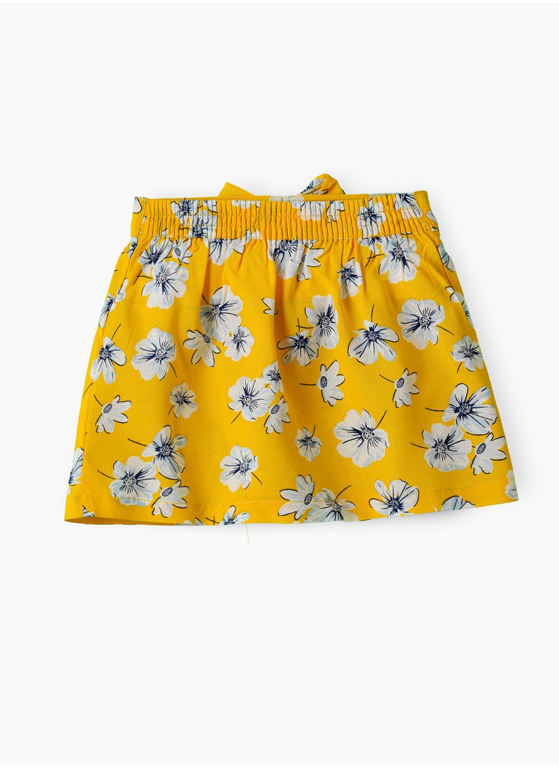 Jelliene Girls Yellow Floral Printed Bow Skirt  - Image 2