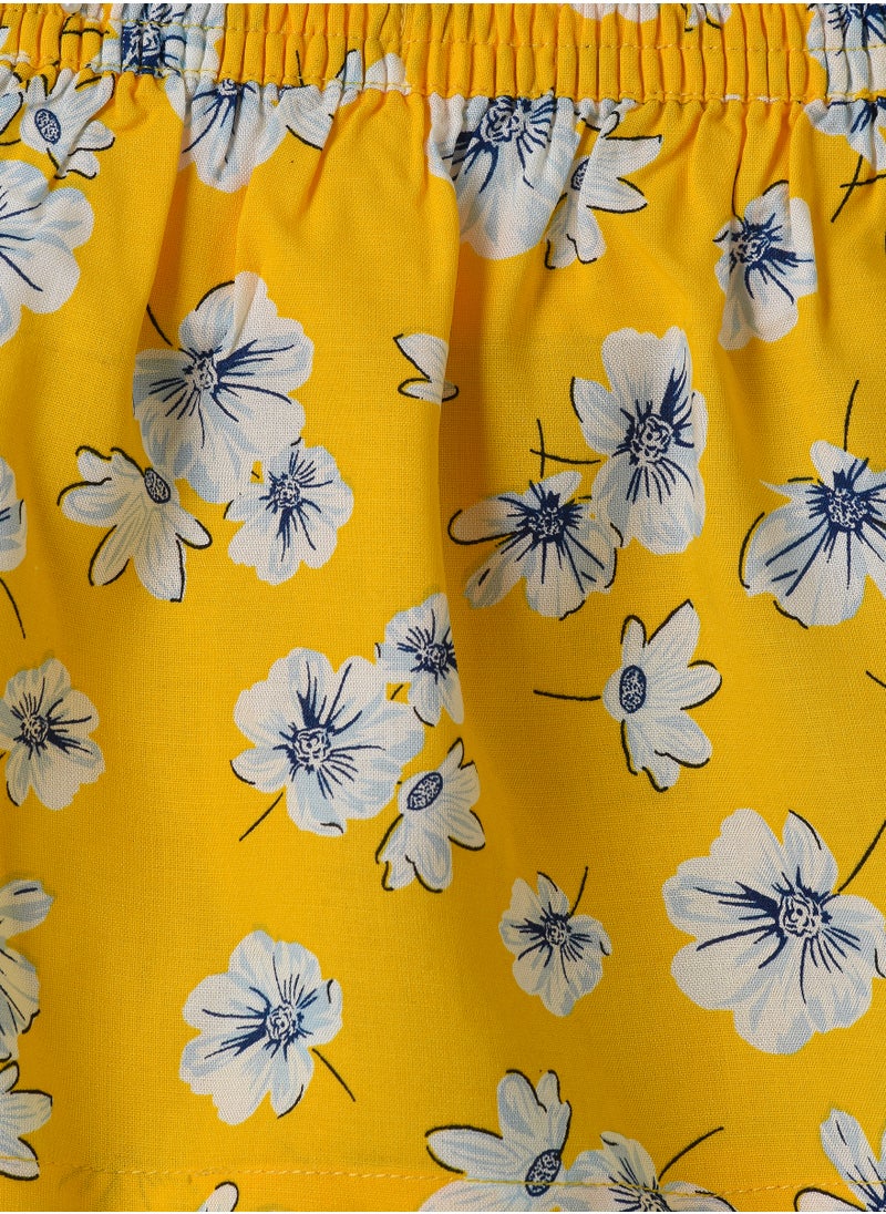 Jelliene Girls Yellow Floral Printed Bow Skirt  - Image 4