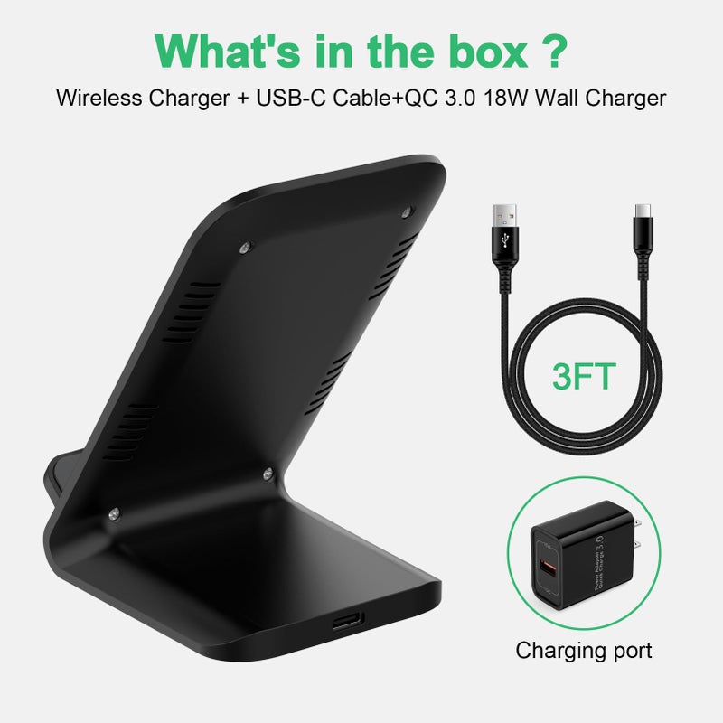 Flecom Android Wireless Charger Samsung for Samsung Galaxy S25FE S25 Plus S25 Edge S25 Ultra S24FE S23 S22, Android Desk Phone Charger Stand Fast Charging Station Pad for iPhone 17 Pro Max, with 18W Adapter - Image 5