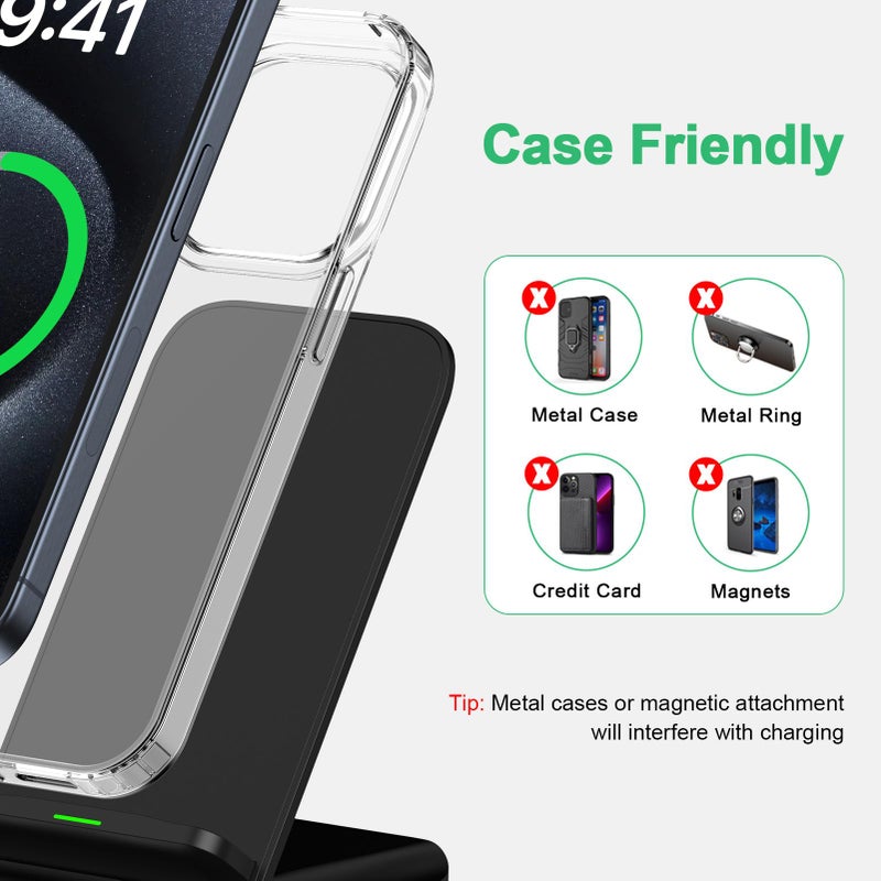 Flecom Android Wireless Charger Samsung for Samsung Galaxy S25FE S25 Plus S25 Edge S25 Ultra S24FE S23 S22, Android Desk Phone Charger Stand Fast Charging Station Pad for iPhone 17 Pro Max, with 18W Adapter - Image 4