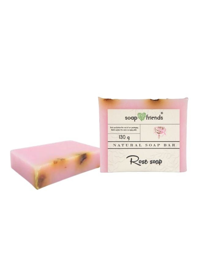 الصابون والأصدقاء صابون الورد الدمشقي المغذي للتنظيف اليومي | صابون الورد يرطب البشرة وينعمها، ١٣٠ غرام من سوب آند فريندز - Image 1