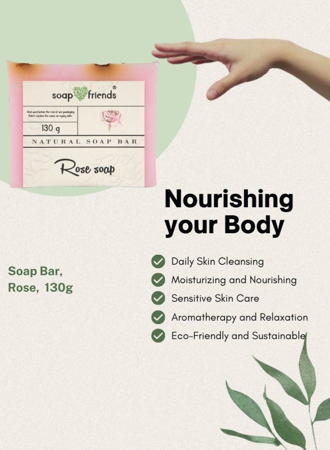 الصابون والأصدقاء صابون الورد الدمشقي المغذي للتنظيف اليومي | صابون الورد يرطب البشرة وينعمها، ١٣٠ غرام من سوب آند فريندز - Image 4