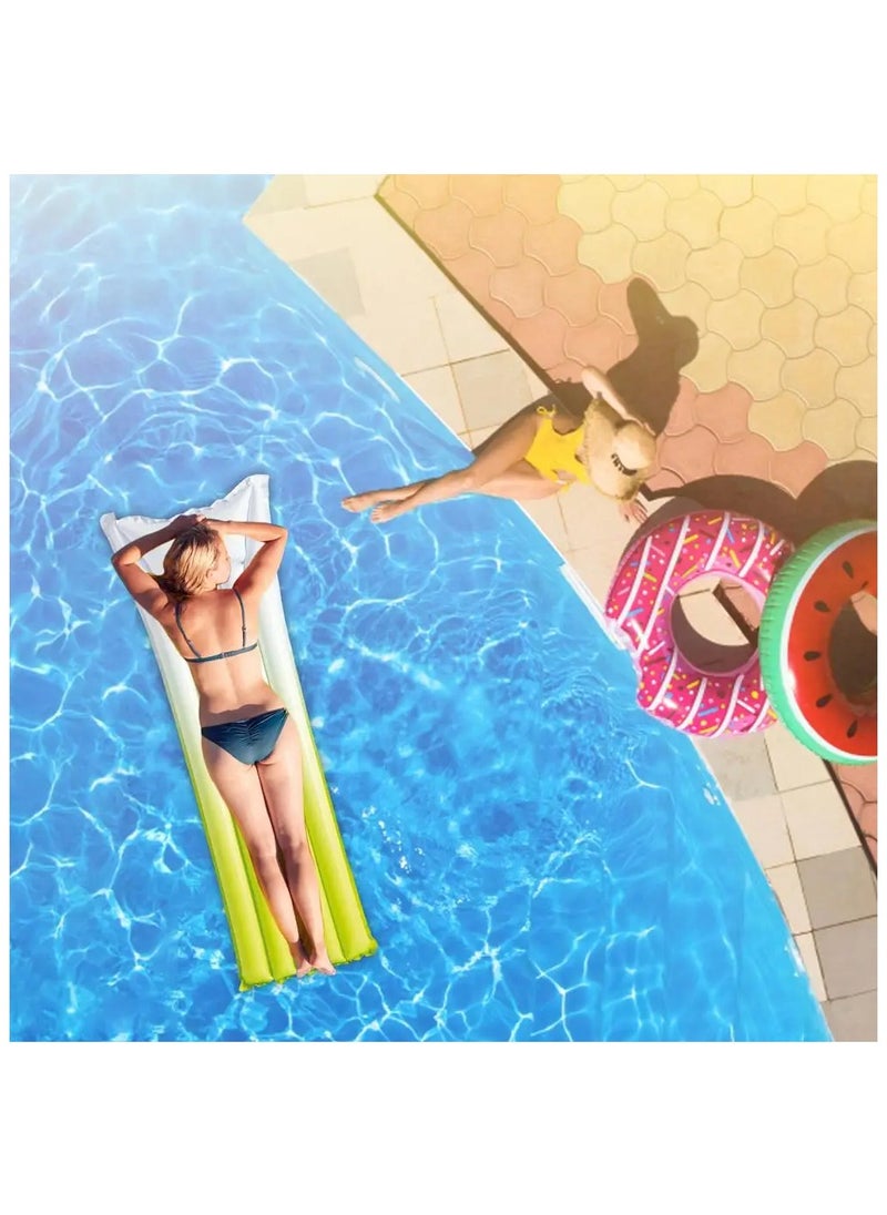 INTEX - 59721-Inflatable Floating Pool Mat Bed With Pillow 1.83mx69cm/72"x27", Ombre Green - Image 1