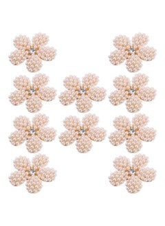EXCEART Rhinestone Decor 10Pcs Pearl Flower Pearl Flatback Rhinestone Pearl Brooch Flower Crystal Embellishment Embellishments Crystal Buttons Hand Decor  - Image 1