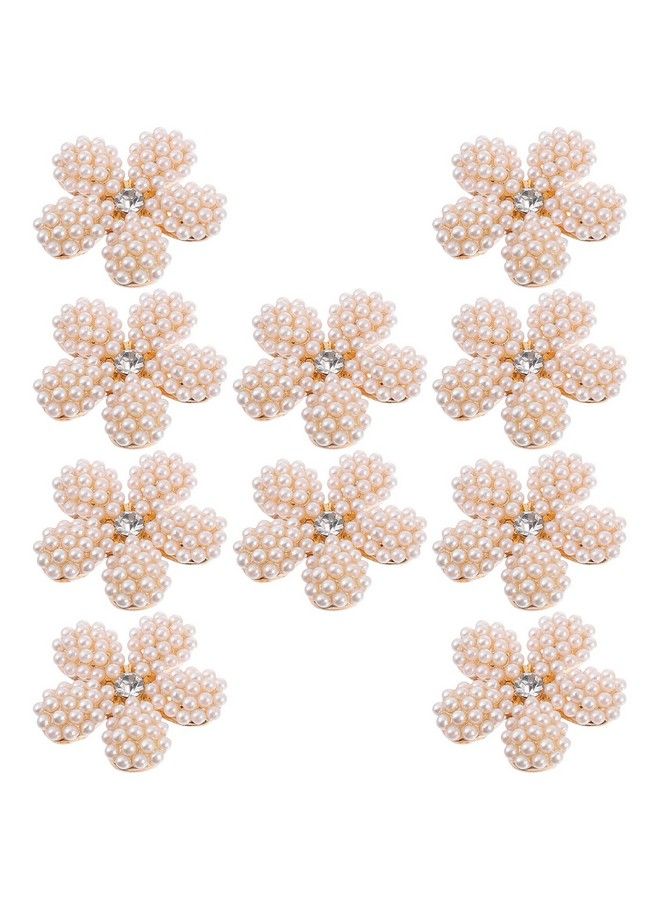 EXCEART Rhinestone Decor 10Pcs Pearl Flower Pearl Flatback Rhinestone Pearl Brooch Flower Crystal Embellishment Embellishments Crystal Buttons Hand Decor - Image 2