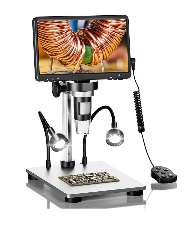 ETZIN DM9 7" LCD Digital Microscope 1200X, 1080P Coin Micro-Scope Magnifier,12MP Soldering Microscope with Wired Remote, Ultra-Precise Focusing Video Camera with 8 LED Fill Lights - Image 1