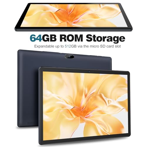 PRITOM 10 inch Tablet Android 13, Tablet with Case, 64GB, 512GB Expand, Quad-Core, 1280 * 800 HD IPS Screen, Dual Camera, Wi-Fi, Bluetooth, Black - Image 3