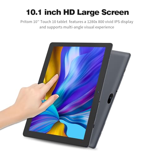 PRITOM 10 inch Tablet Android 13, Tablet with Case, 64GB, 512GB Expand, Quad-Core, 1280 * 800 HD IPS Screen, Dual Camera, Wi-Fi, Bluetooth, Black - Image 4