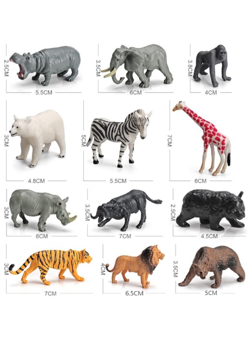 12 Wild Animal Model Set, Tiger, Lion, Giraffe, Creature Statue Miniature Animal Toy Cake Decoration Animal Theme Party Display For Kids - Image 3