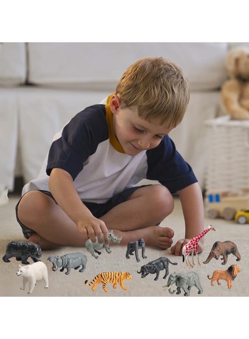12 Wild Animal Model Set, Tiger, Lion, Giraffe, Creature Statue Miniature Animal Toy Cake Decoration Animal Theme Party Display For Kids - Image 2