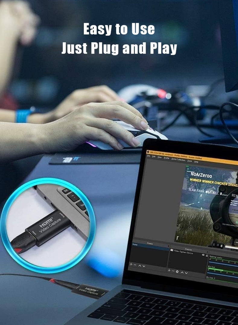 بداية مثالية بطاقة التقاط فيديو HDMI، بطاقة التقاط فيديو بدقة 4K HDMI إلى USB، دقة كاملl HD 1080P بمعدل 60 إطارًا في الثانية، للتسجيل عبر كاميرات DSLR وكاميرات الفيديو وكاميرات الحركة للبث المباشر، متوافقة مع نينتندو سويتش وPS4 وإكس بوكس ون والكمبيوتر الشخصي - Image 4