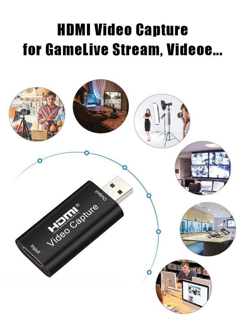بداية مثالية بطاقة التقاط فيديو HDMI، بطاقة التقاط فيديو بدقة 4K HDMI إلى USB، دقة كاملl HD 1080P بمعدل 60 إطارًا في الثانية، للتسجيل عبر كاميرات DSLR وكاميرات الفيديو وكاميرات الحركة للبث المباشر، متوافقة مع نينتندو سويتش وPS4 وإكس بوكس ون والكمبيوتر الشخصي - Image 3