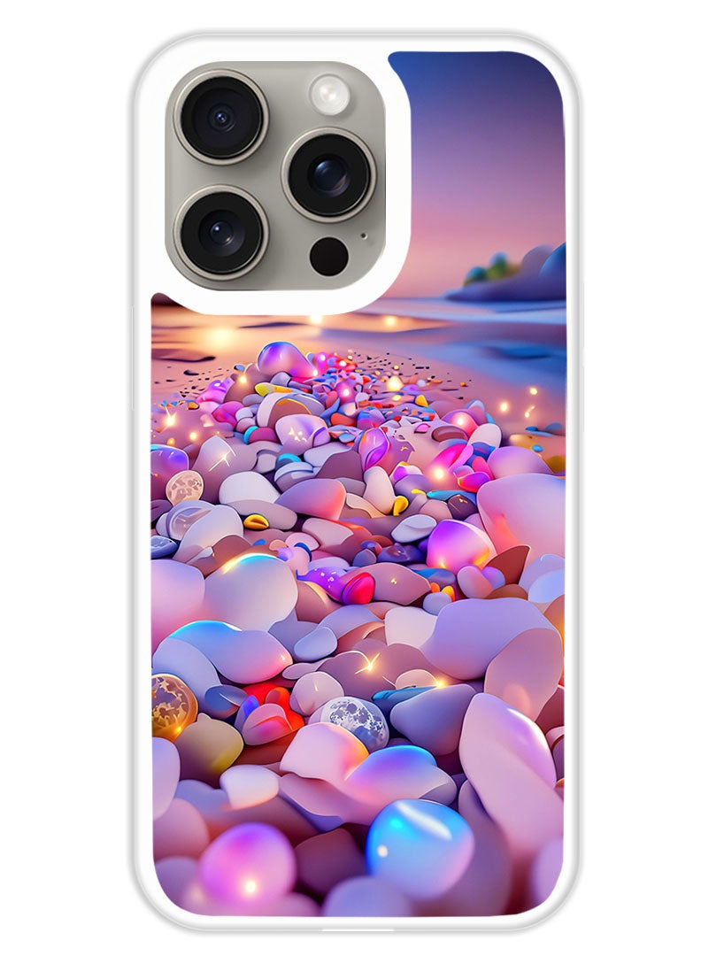 Theodor Protective Case Cover For APPLE IPHONE 15 Pro Max Glow Stones 3 (White Bumper) - Image 1