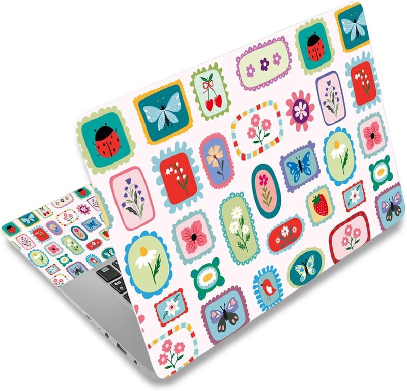 DINKY Flower Butterfly 16" 16.5" 17" 17.3 inches Netbook Laptop Skin Sticker Cover Soft Reusable Protector for 16"-17.3 Inch Notebook Chromebook Skin Decal - Image 1