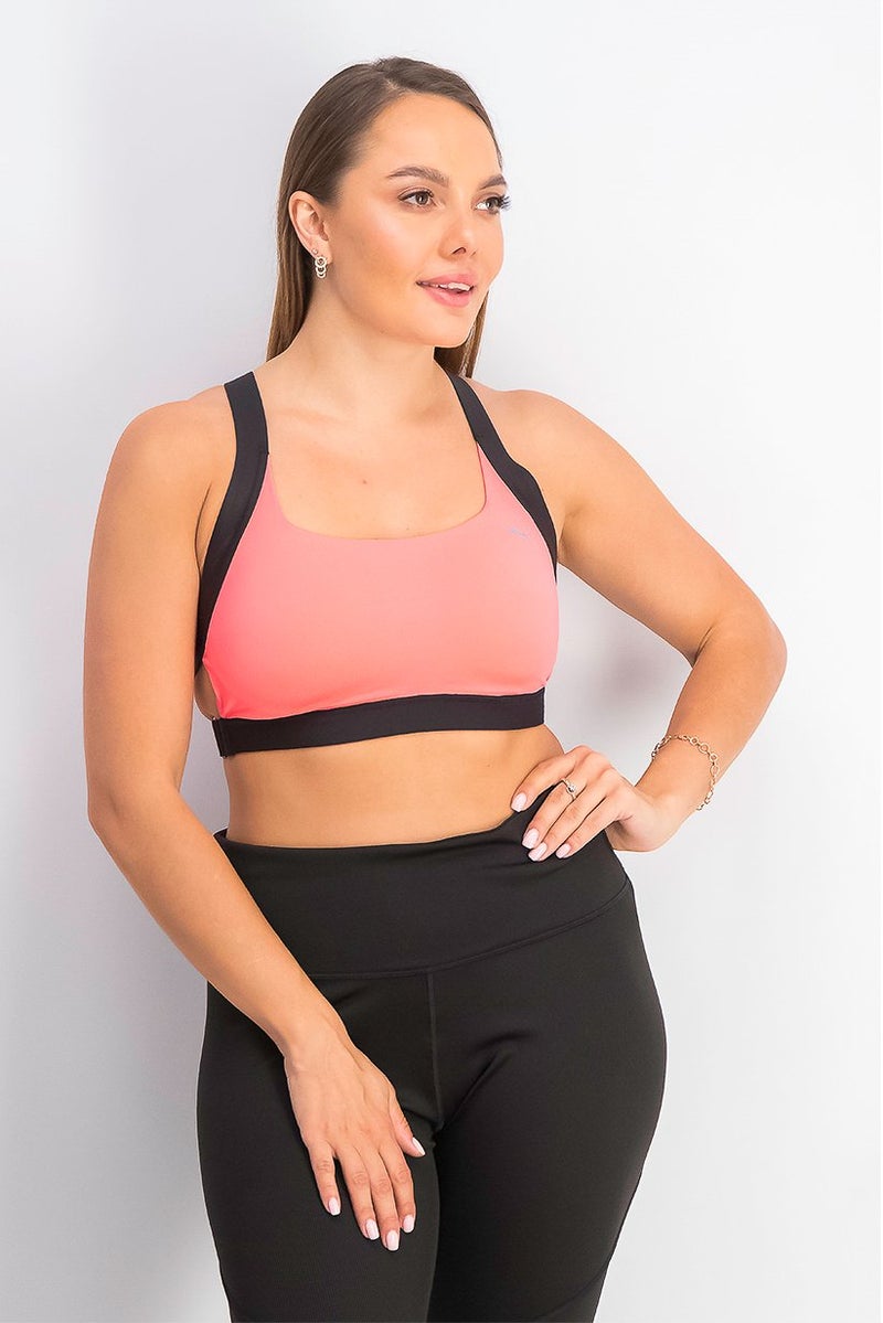 PUMA Women Printed Padded Sports Bra, Ignite Pink and Black - Image 1
