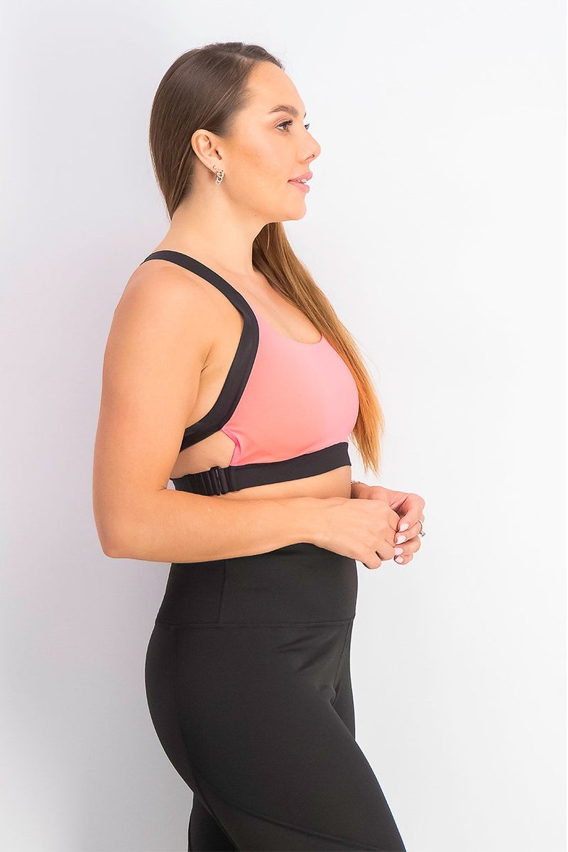 PUMA Women Printed Padded Sports Bra, Ignite Pink and Black - Image 3