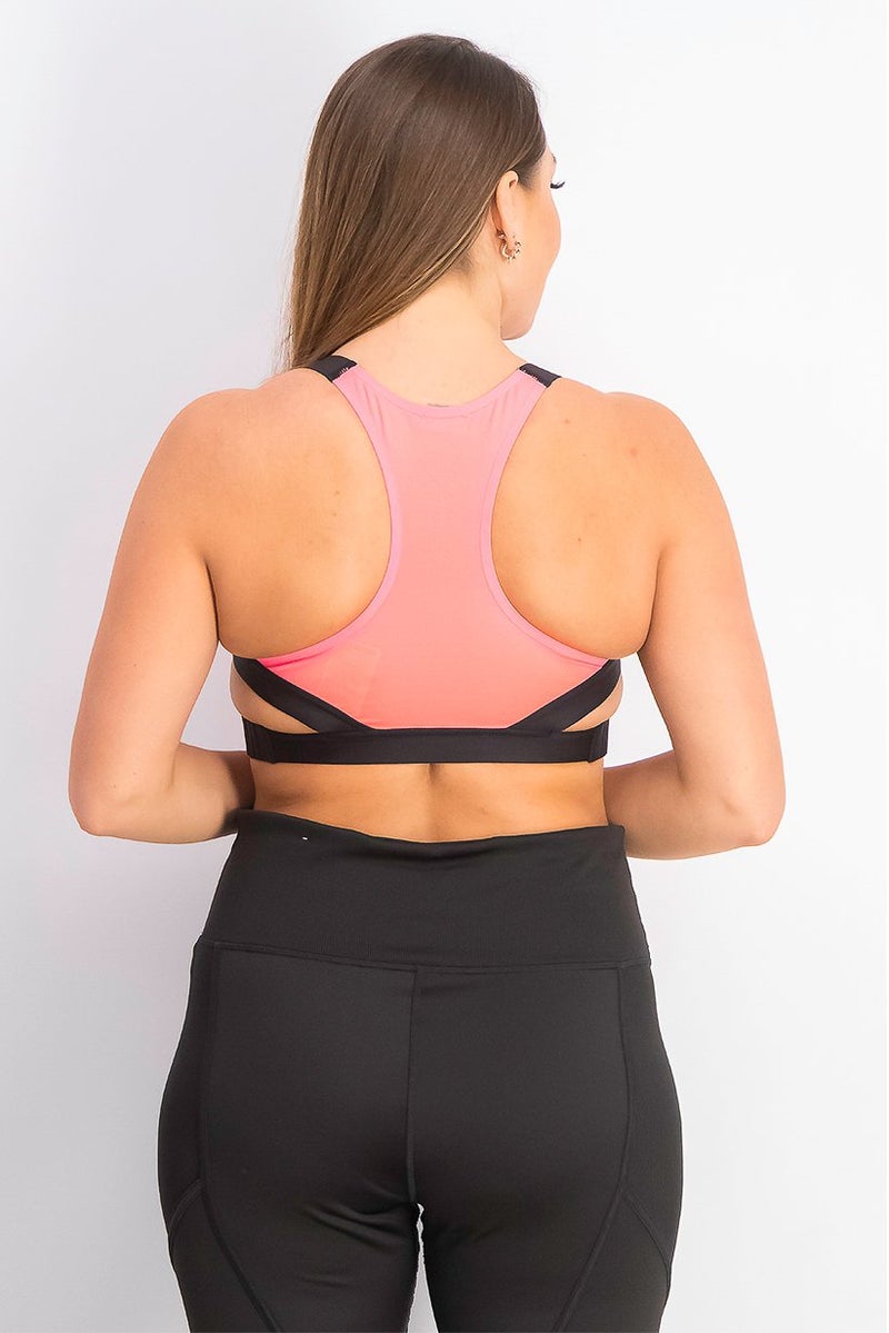 PUMA Women Printed Padded Sports Bra, Ignite Pink and Black - Image 2