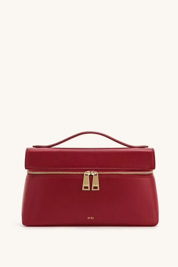 جي دبليو بي حقيبة **JW PEI ثيا بوكس** النسائية - حقيبة كتف متقاطعة عصرية جديدة للمكتب والتنقل، حقيبة يد صغيرة أنيقة **باللون الأحمر الفاخر** - Image 1