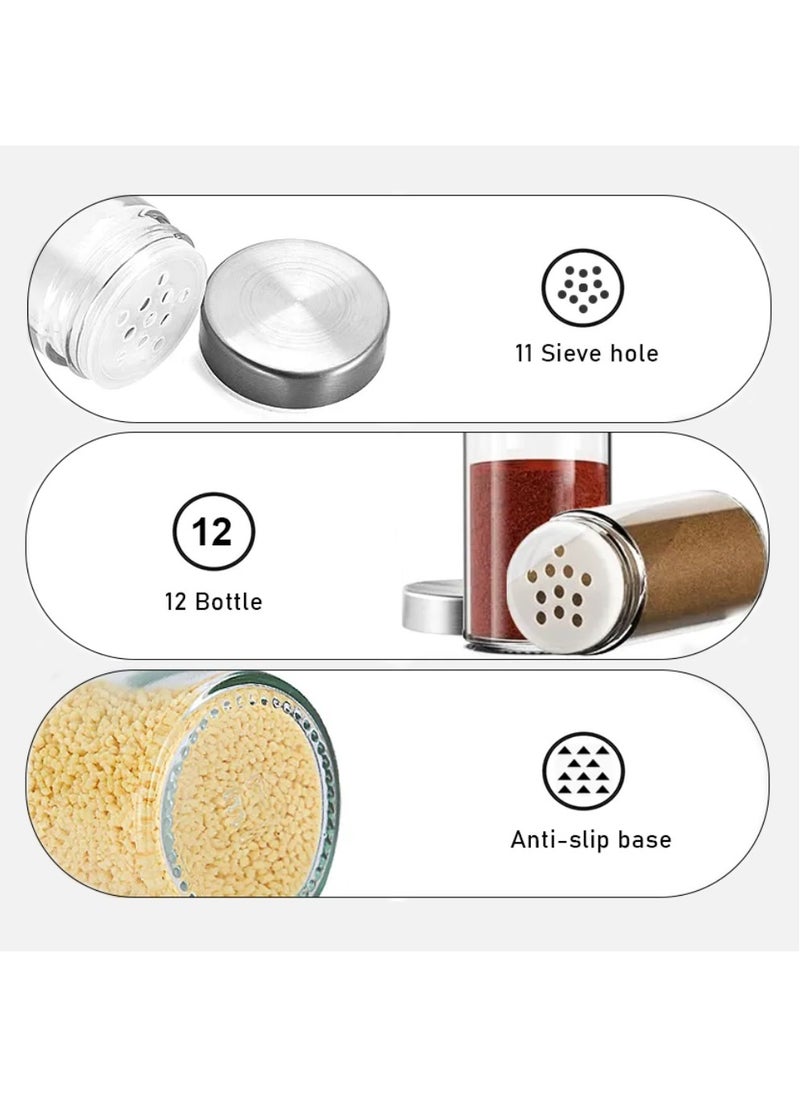 HEXAR - Stainless Steel Revolving Spice Rack Set with 12 Spice Jars Spice Rack Tower Organizer for Countertop or Cabinet Standing Seasoning Tower for Kitchen 360° Rotating Spice Carousel (12 JARS) - Image 1