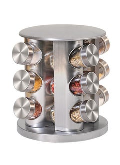 Stainless Steel Revolving Spice Rack Set with 12 Spice Jars Spice Rack Tower Organizer for Countertop or Cabinet Standing Seasoning Tower for Kitchen 360° Rotating Spice Carousel (12 JARS)