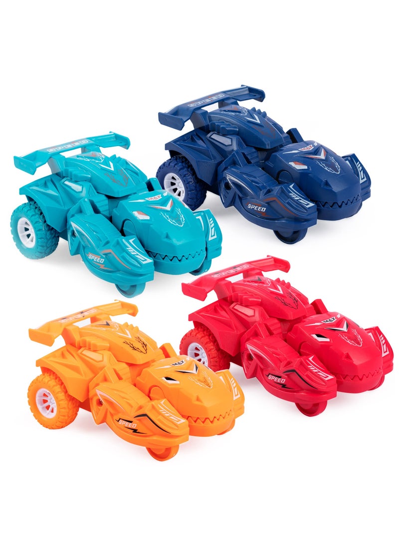 Excefore 4 Piece Dinosaur Toys Transforming Dinosaur Car Toys Dinosaur Car Toys Transforming Dinosaur Car For 3-6 Year Old Boys & Girls - Image 1
