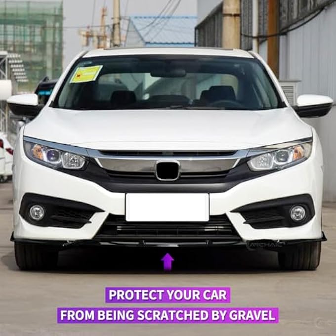 Archaic Front Bumper Lip Spoiler for Honda Civic FC 2016-2021,3PCS Front Splitter Body Kit for Civic Sedan/Coupe Car Spoiler - Image 5
