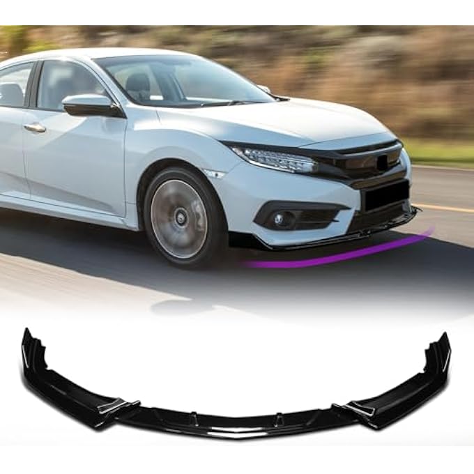 Archaic Front Bumper Lip Spoiler for Honda Civic FC 2016-2021,3PCS Front Splitter Body Kit for Civic Sedan/Coupe Car Spoiler - Image 1