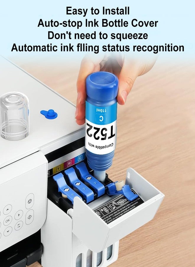 OFCINK 522 High Capacity (5 Bottles) Ink Refill Bottles Remanufactured for Epson 522 EcoTank Ink Use for EcoTank ET-2800, ET-4800, ET-2400, ET-2803, ET-2720, ET-2840, ET-4700 (550ML, Not Sublimation Ink) - Image 3