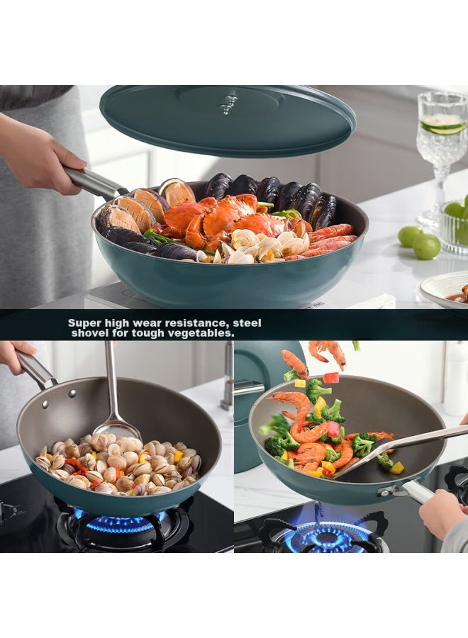Deslon Pure Titanium Wok, Non-stick Pan, No Coating, Household, less, Flat Bottom, Suitable For Gas Stove And Induction Cooker, Non-stick Frying Pan - Image 4