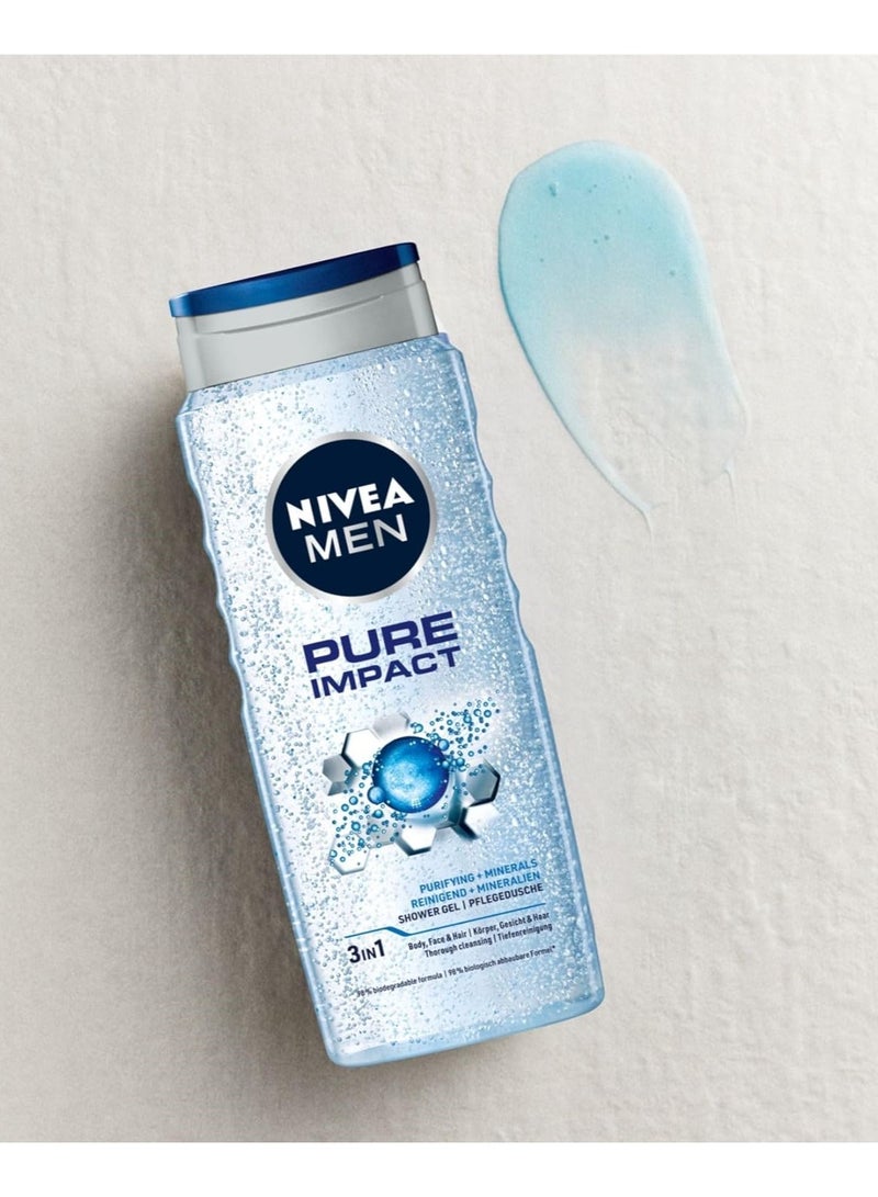 نيفيا جل استحمام بيور إمباكت من نيفيا للرجال، 500 مل، لتنقية الوجه والجسم والشعر، جزيئات دقيقة من أجل فرك ناعم للغاية وانتعاش صيفي فوري، بشرة صحية ورطبة - Image 4