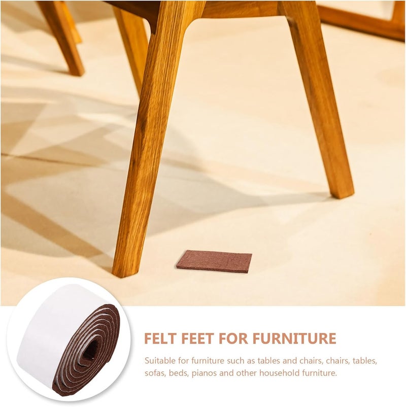 Garneck 1 Meter Cuttable Self-Adhesive Felt Pads for Furniture Feet, Anti-Skid Brown Chair Leg Protectors, Floor Scratch Guard for Hardwood and Tile Surfaces - Image 3